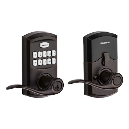 Kwikset Smartcode Keypad Electronic , Tustin Lever SmartKey , 6AL Latch, RCS Strike Venetian Bronze Finish 917TNL-11PS